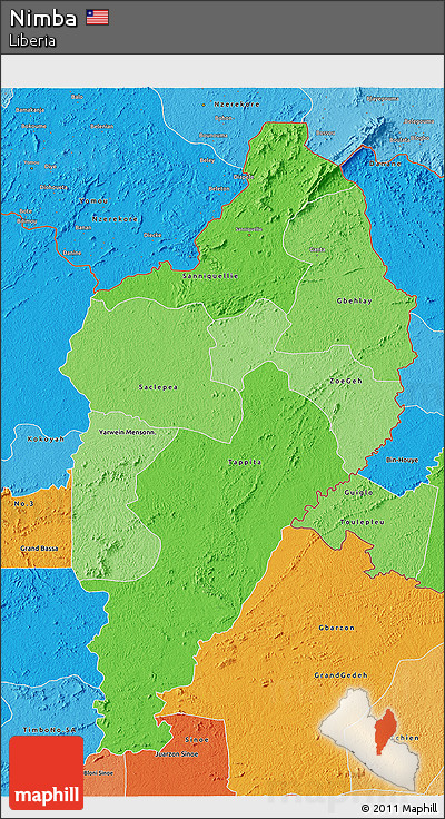 Political Shades 3D Map of Nimba
