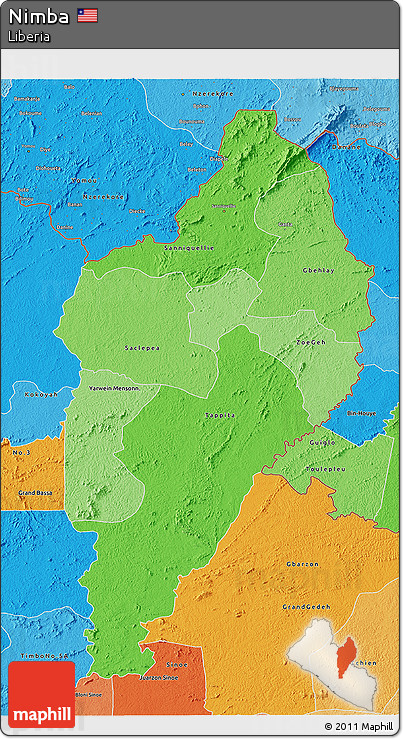Political Shades 3D Map of Nimba