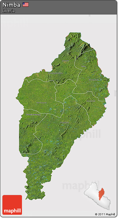 Satellite 3D Map of Nimba, cropped outside