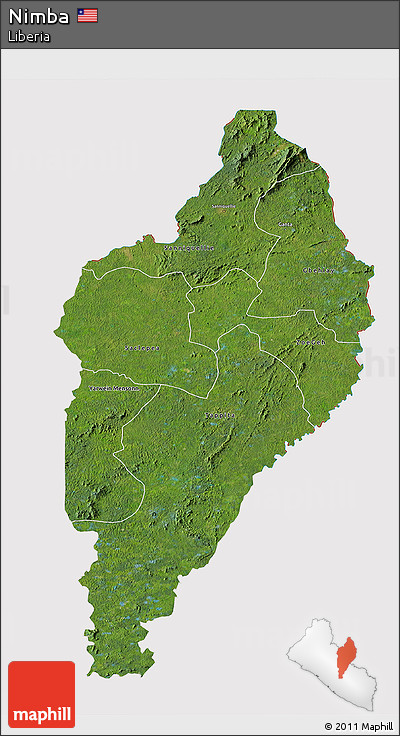Satellite 3D Map of Nimba, cropped outside