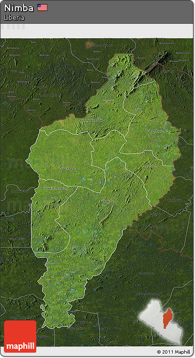 Satellite 3D Map of Nimba, darken