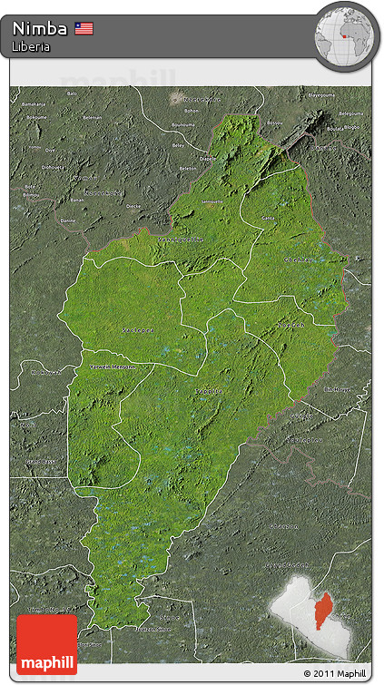 Satellite 3D Map of Nimba, semi-desaturated
