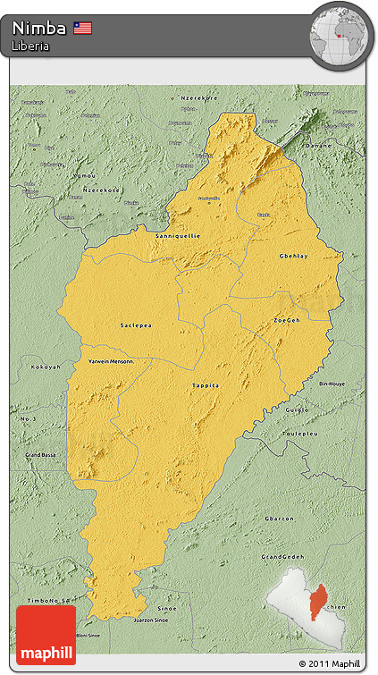 Savanna Style 3D Map of Nimba