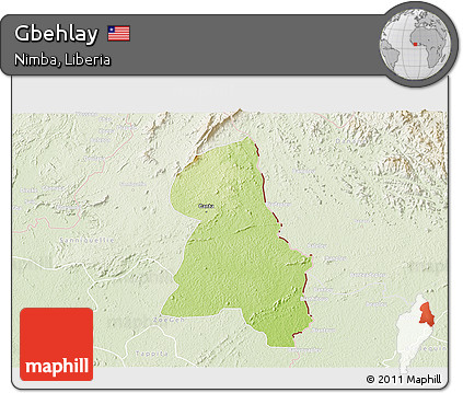 Physical 3D Map of Gbehlay, lighten