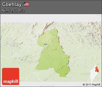 Physical 3D Map of Gbehlay, lighten