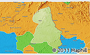 Physical 3D Map of Gbehlay, political outside