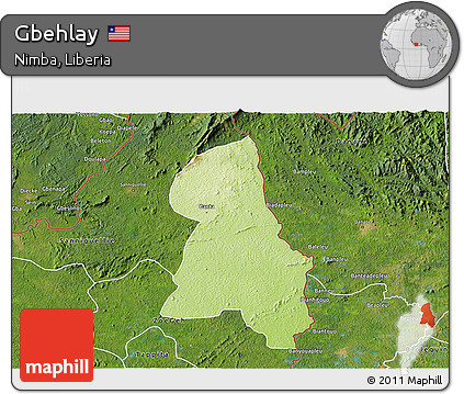 Physical 3D Map of Gbehlay, satellite outside
