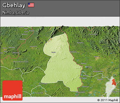 Physical 3D Map of Gbehlay, satellite outside