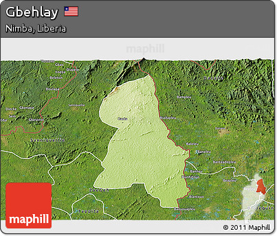 Physical 3D Map of Gbehlay, satellite outside