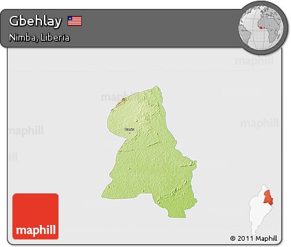 Physical 3D Map of Gbehlay, single color outside