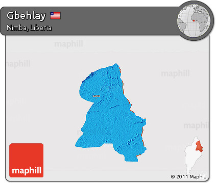 Political 3D Map of Gbehlay, cropped outside