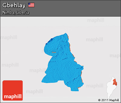 Political 3D Map of Gbehlay, cropped outside