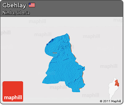 Political 3D Map of Gbehlay, cropped outside
