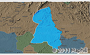 Political 3D Map of Gbehlay, darken, semi-desaturated