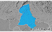 Political 3D Map of Gbehlay, desaturated