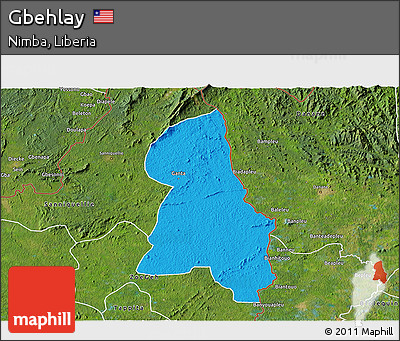 Political 3D Map of Gbehlay, satellite outside