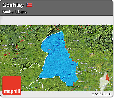 Political 3D Map of Gbehlay, satellite outside