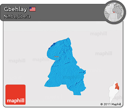 Political 3D Map of Gbehlay, single color outside