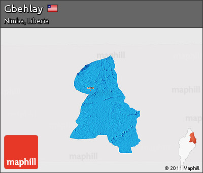 Political 3D Map of Gbehlay, single color outside