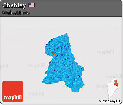 Political 3D Map of Gbehlay, single color outside