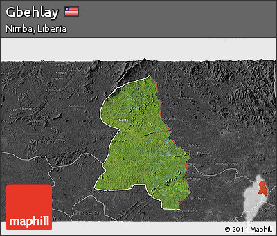 Satellite 3D Map of Gbehlay, darken, desaturated
