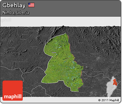 Satellite 3D Map of Gbehlay, darken, desaturated