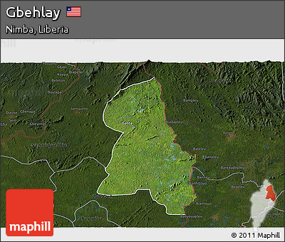 Satellite 3D Map of Gbehlay, darken