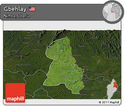 Satellite 3D Map of Gbehlay, darken