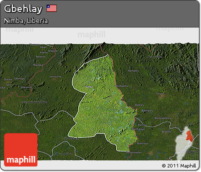 Satellite 3D Map of Gbehlay, darken