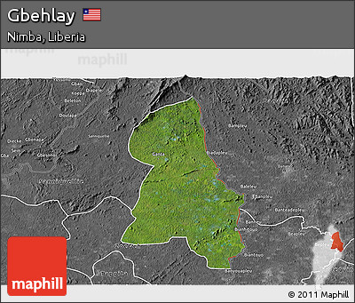 Satellite 3D Map of Gbehlay, desaturated