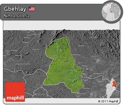 Satellite 3D Map of Gbehlay, desaturated