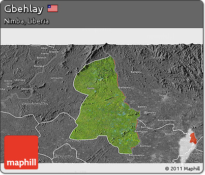 Satellite 3D Map of Gbehlay, desaturated