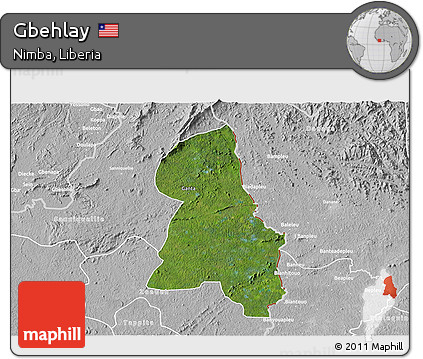 Satellite 3D Map of Gbehlay, lighten, desaturated