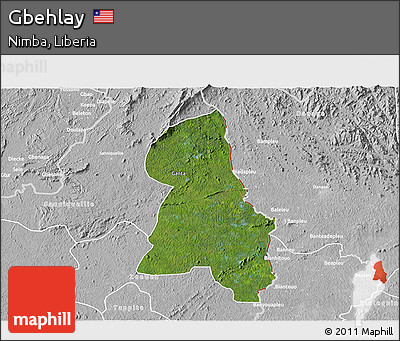 Satellite 3D Map of Gbehlay, lighten, desaturated