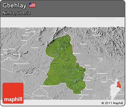 Satellite 3D Map of Gbehlay, lighten, desaturated
