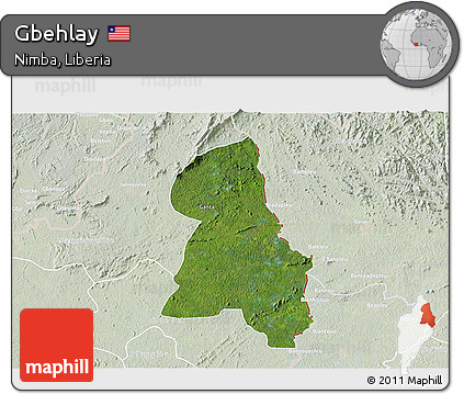 Satellite 3D Map of Gbehlay, lighten