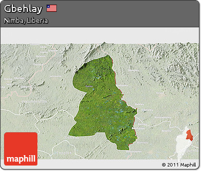 Satellite 3D Map of Gbehlay, lighten
