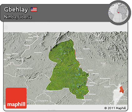 Satellite 3D Map of Gbehlay, lighten, semi-desaturated