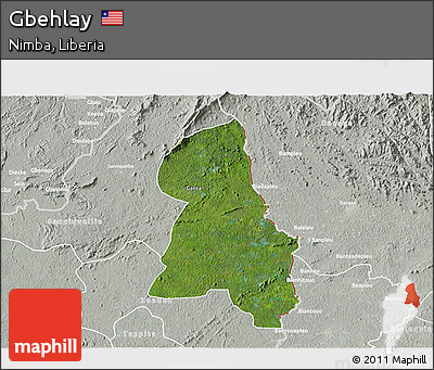Satellite 3D Map of Gbehlay, lighten, semi-desaturated