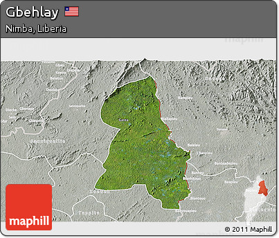 Satellite 3D Map of Gbehlay, lighten, semi-desaturated