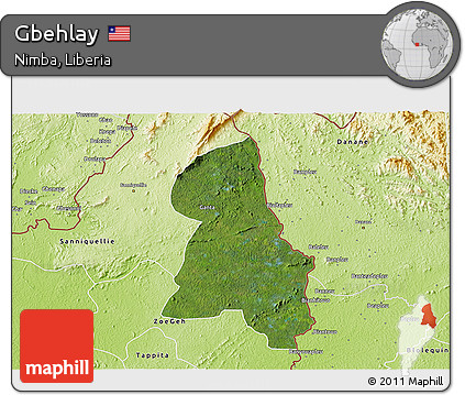 Satellite 3D Map of Gbehlay, physical outside