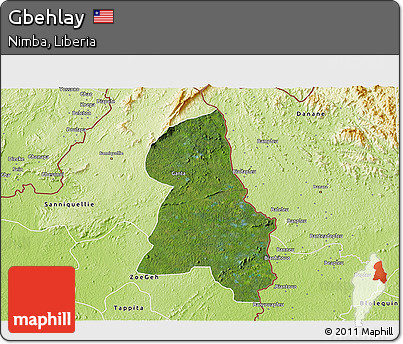Satellite 3D Map of Gbehlay, physical outside