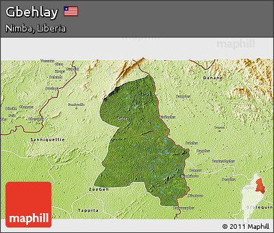 Satellite 3D Map of Gbehlay, physical outside