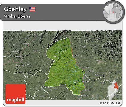 Satellite 3D Map of Gbehlay, semi-desaturated