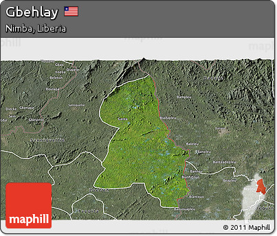 Satellite 3D Map of Gbehlay, semi-desaturated