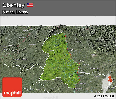 Satellite 3D Map of Gbehlay, semi-desaturated