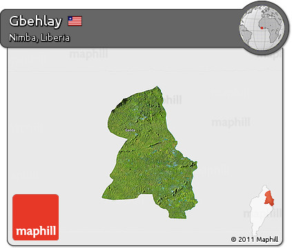 Satellite 3D Map of Gbehlay, single color outside