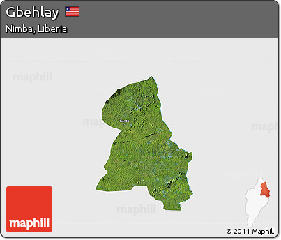 Satellite 3D Map of Gbehlay, single color outside