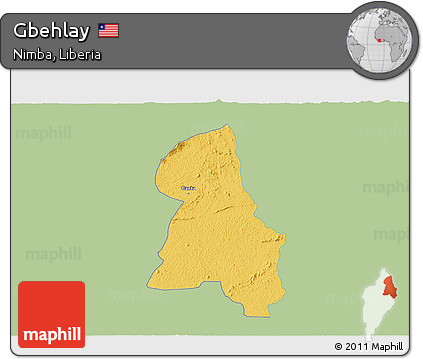 Savanna Style 3D Map of Gbehlay, single color outside