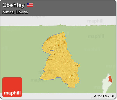 Savanna Style 3D Map of Gbehlay, single color outside